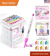 Markers: 48-Color Double Tipped Brush & Chisel Alcohol Markers for Adults Col…