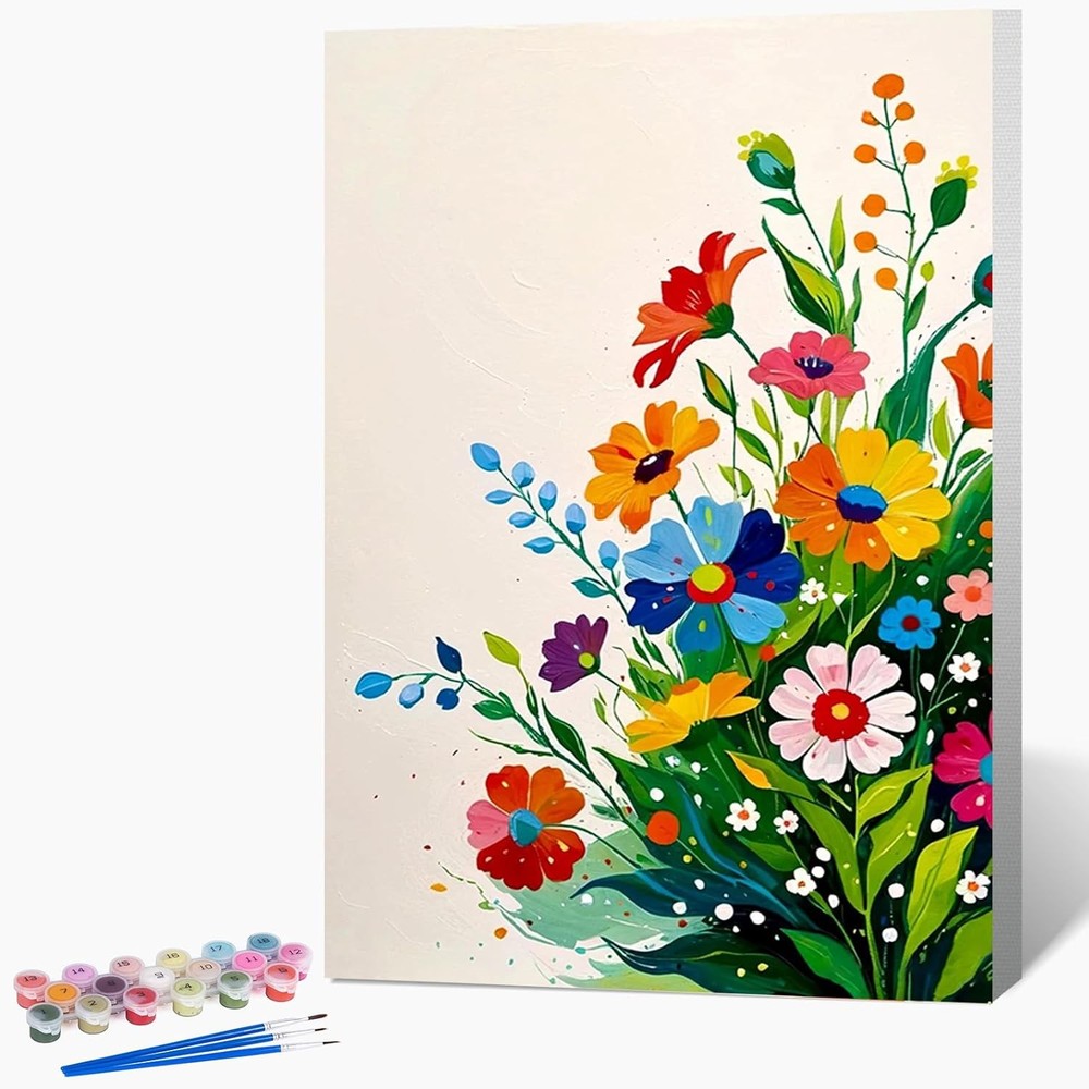 Framed Paint by Numbers Kit for 8*12 Inch, DG-OP-F-ColorfulFlowers-2030