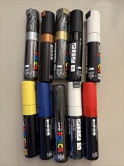 10 Pc – Posca PC-7M Paint Marker Art Pens – Large Bullet Nib 4.5-5.5mm Red Black