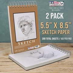 U.S. Art Supply 5.5″x8.5″ Top Spiral 5.5-x-8.5-inch, Graphite,Natural White
