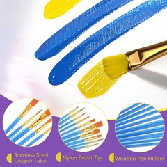 Aroic Acrylic Paint Brush Set – 12 Pack with 120 Nylon Brushes for All Mediums
