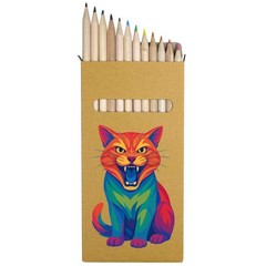 12 x ‘Pop Art Fierce Cat’ Long 178mm Coloured Pencils / Pencil Set (PE00078561)