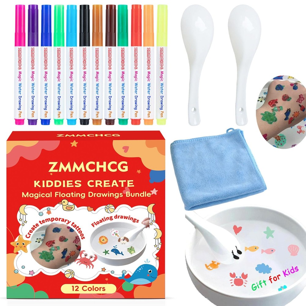Kiddies Create Magical Floating Medium, 12 pens, 2 spoons, towel, Gift box