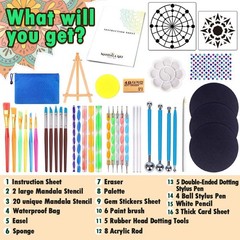 Mandala Dotting Tools Painting Kit – Rock Dot Paint Stencils Tool Set Art Cra…