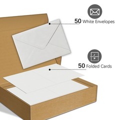 50 Pack Foldable Blank Watercolor Cards with Envelopes 4 x 6 Inch, 140lb Heav…