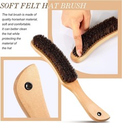 2 Pcs Horsehair Felt Hat Brush Kit Lint Brush With Cleaning Sponge Felt Cowboy