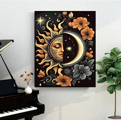 Sun And Moon Paint By Numbers Kit Celestial Sun Moon Mystic Sky Full Drill