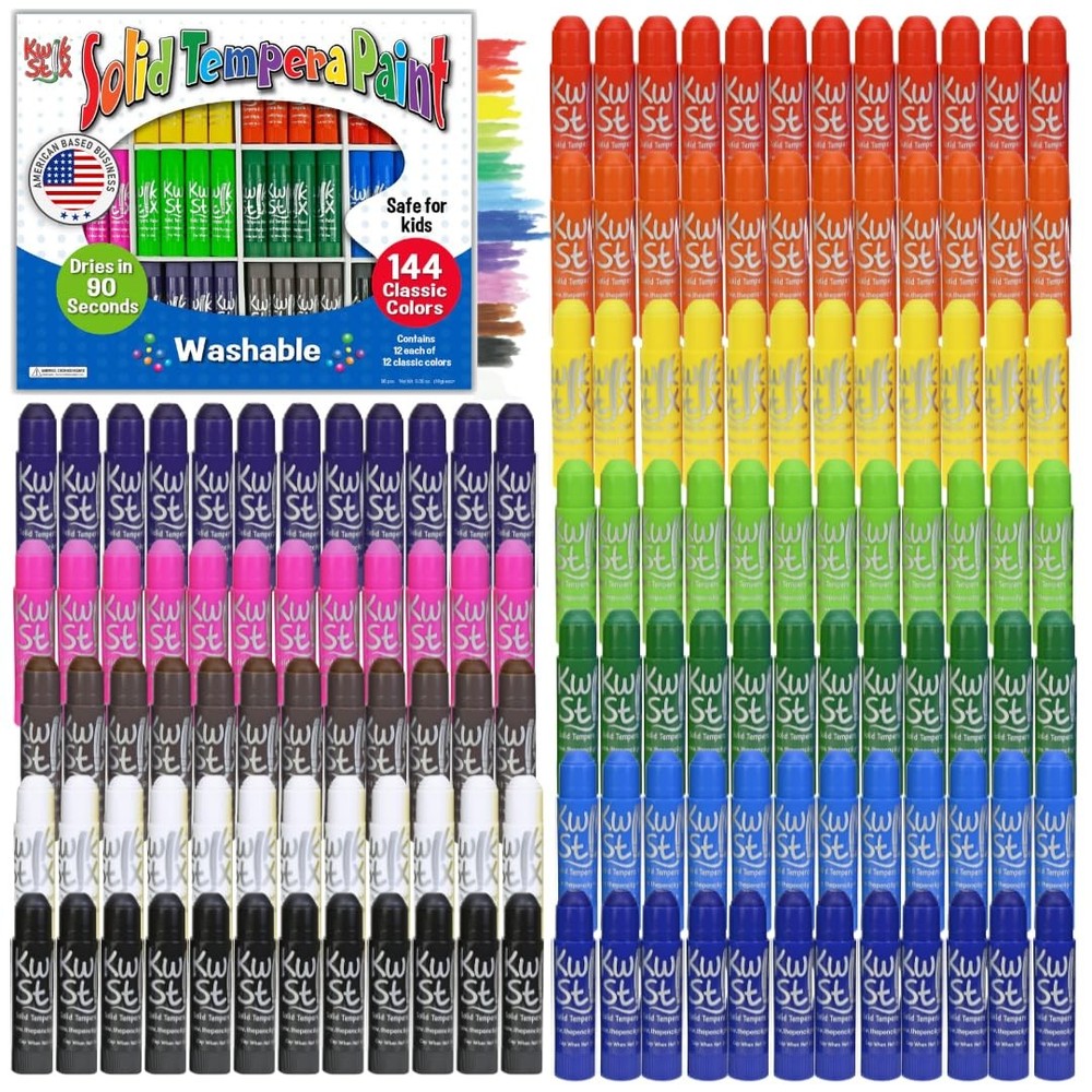 Kwik Stix Solid Tempera Paint Sticks, 144 Colors, Washable Paint Sticks for ,…