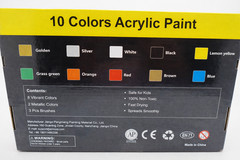 Emooqi 10 Color Acrylic Paint Set Non-Toxic Art Paints w/ 3 Brushes 120ml x 10