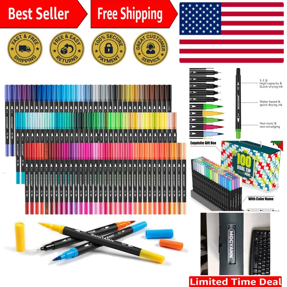 100 Non-Toxic Dual Tip Art Markers – Perfect for Coloring & Professional Drawing