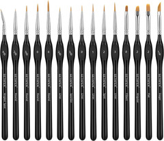 Extreme Detail Paint Brush Set, 15Pcs Miniature & Micro Brushes for Fine Detaili