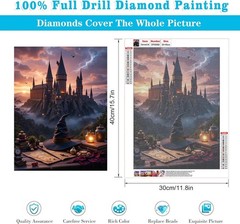 Magic Castle Diamond Art Kits for Adults,5D Magic Hat Full Round Drill Diamond..