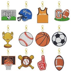 12 Pcs Sport Balls 5D DIY Diamond Art 3.15 x 2.16 x 0.1 inches, Multicolor