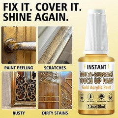 Gold Leaf Paint, Gold Paint for Metal and Wood – Rich Metallic Shine, Fast Dryin