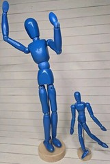 Two Artist Model Figures Mannequin Fully Articulated Wood 12″ tall and 5″ tall