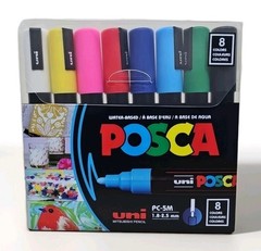 POSCA Paint Markers, Medium Point Marker Tips, PC-5M, Assorted Ink, 8 Count NEW