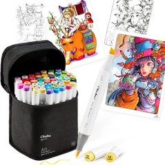 Ohuhu Marker Pen 48 Colors 49 Honolulu Brush tip & Bold type with Blender Pen