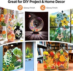 Acrylic Glass Paint Set with 6 Brushes, 1 Palette, 12 Colors Stain Glass Pain…