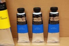 Oil Paint Lot of 8 NEW Master’s Touch (2) 6.8 oz Black & Yellow (6) 1.7 oz Blues