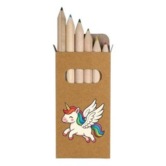 6 x ‘Rainbow Unicorn’ Short 85mm Pencils / Coloured Pencil Set (PE00082860)