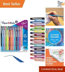 Felt Tip Pens Assorted 24 Pack Medium Point Bright Colors Office School