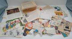 Large lot paper ephemera book page picture etc. collage mixed media scrapbook