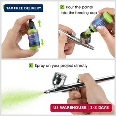Airbrush Paint, ARTME 42 Colors with 3 Thinner, Ready to Spray, Opaque & Water B