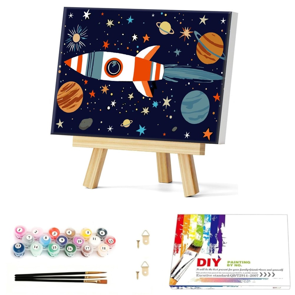 Gemozaic Outer Space Paint by Numbers Kit for Kids with Frame and BKH3434