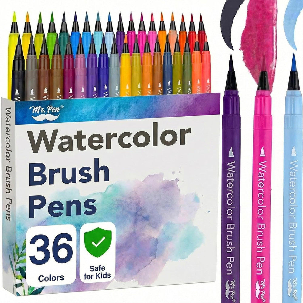 – Watercolor Brush Pens, 36 Pack, Watercolor Pens Set, Non-Toxic, Easily Blen…