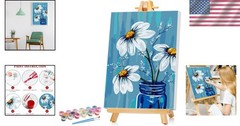 Framed Paint by Numbers Kit, Elegant Floral Design, 8×12 Inch Canvas