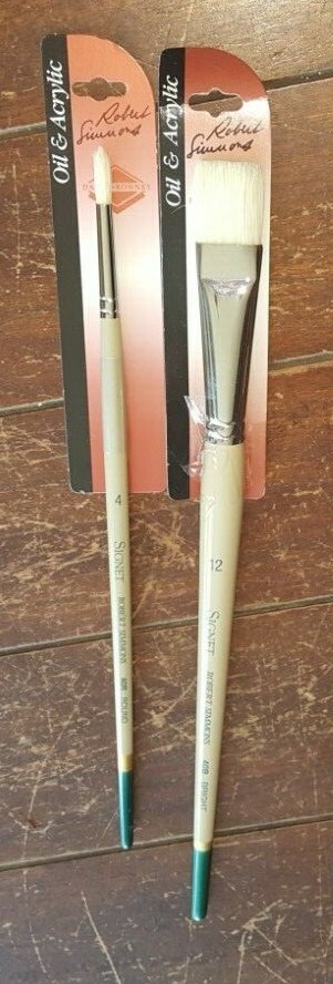 Robert Simmons SIGNET Oil & Acrylic: #4 ROUND & #12 BRIGHT Paint Brushes!