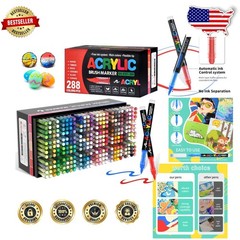 Acrylic Paint Markers 288 Colors, Soft Brush Tip, Direct-Liquid Ink Control, DIY