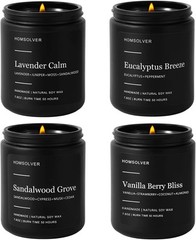 Homsolver Set of 4 Scented Candles for Home Decor, Candle Gifts Men Black