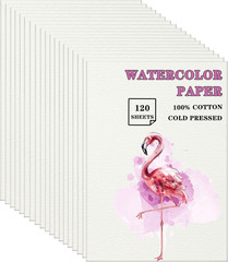 120 Sheets 100% Cotton Watercolor Paper 7 X 10, 140Lb/300Gsm Heavyweight Cold Pr