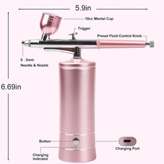 Cordless Rechargeable Airbrush Kit for Nails, Makeup, Cake & Painting