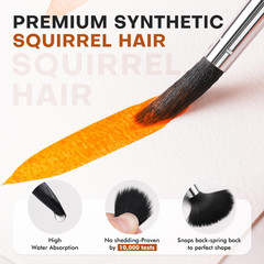 Fuumuui Professional Watercolor Brushes – 10Pcs Synthetic Squirrel Hair Paint Br