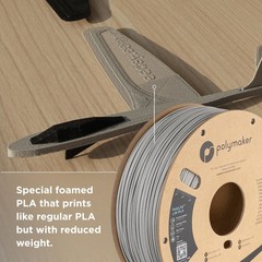 Polymaker Light Weight PLA 0.8kg, 114 – 1.75mm Grey (Hex Code: #94918d)
