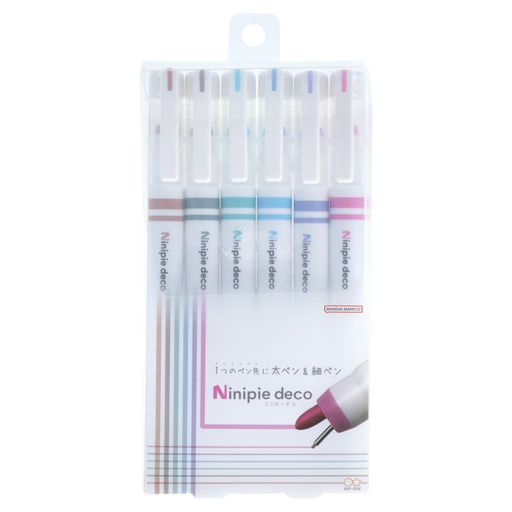 Sun-Star Stationery Pen & Marker Water-Based Ninipideco 6 Pieces Set B S4591798