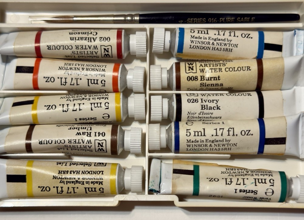 Vintage Winsor & Newton Water Colours 10 Tubes 5ML Each Series 1