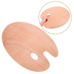 Large Wooden Oval Artists Palette with Thumb Hole Paint Mixing Tray 30×40 cm