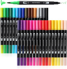 Art Markers Brush Pen, Markers for Adult Coloring Books No Bleeding,32 Colored P