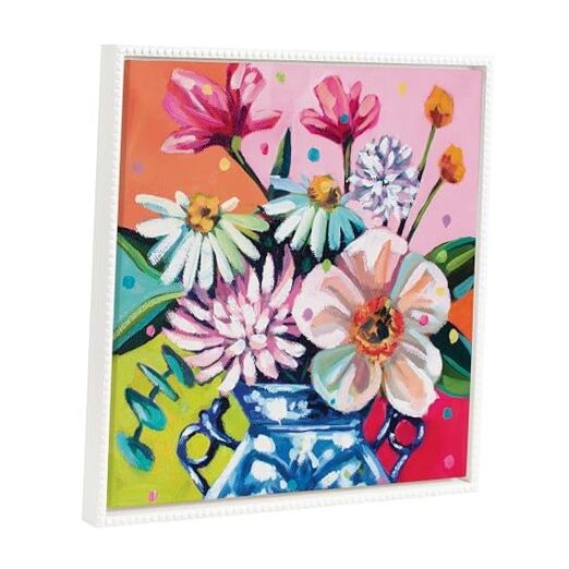 Sylvie Beaded Someone Buy Me Flowers Vintage Framed Canvas Wall Art by Rachel