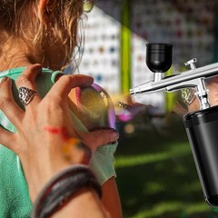 Airbrush kit: Handheld Spray Paint with 0.3/0.5mm Nozzle, Rechargeable Cordle…