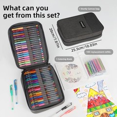 200 Pack Gel Pen Set 100 Colored 200 Count (Pack of 1), Multicolor