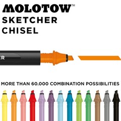 Molotow Sketcher Chisel Tip Marker Replacement Nib – Aqua Pro Ink Graphic Pen