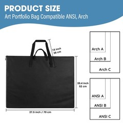 ZKOO 20 x 26 Inch Art Portfolio Bag, Big 20*26in-Black, Black