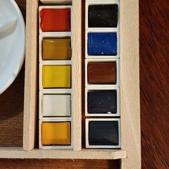 Winsor Newton Artists Watercolour 6″x6″ Wood Dovetail Box Case w/ 12 Half Pans