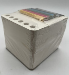 Jotblock Three By Three White Sketch Pad Supply Caddy w/6 Colored Pencils NEW
