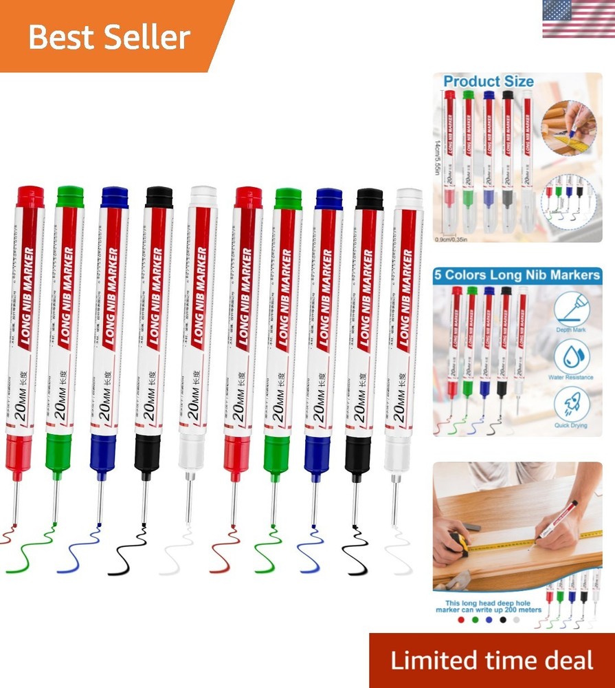10 Pcs Waterproof Long Head Deep Hole Markers – Quick Drying Multi-Purpose Pens
