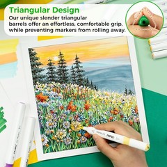 Ohuhu 48 Colors Dual Tips Alcohol Art Markers Brush and 1 Gun Shape Gel Pen Free